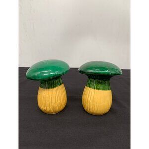 MCM Yellow and Green Mushroom Salt Pepper Shaker Set